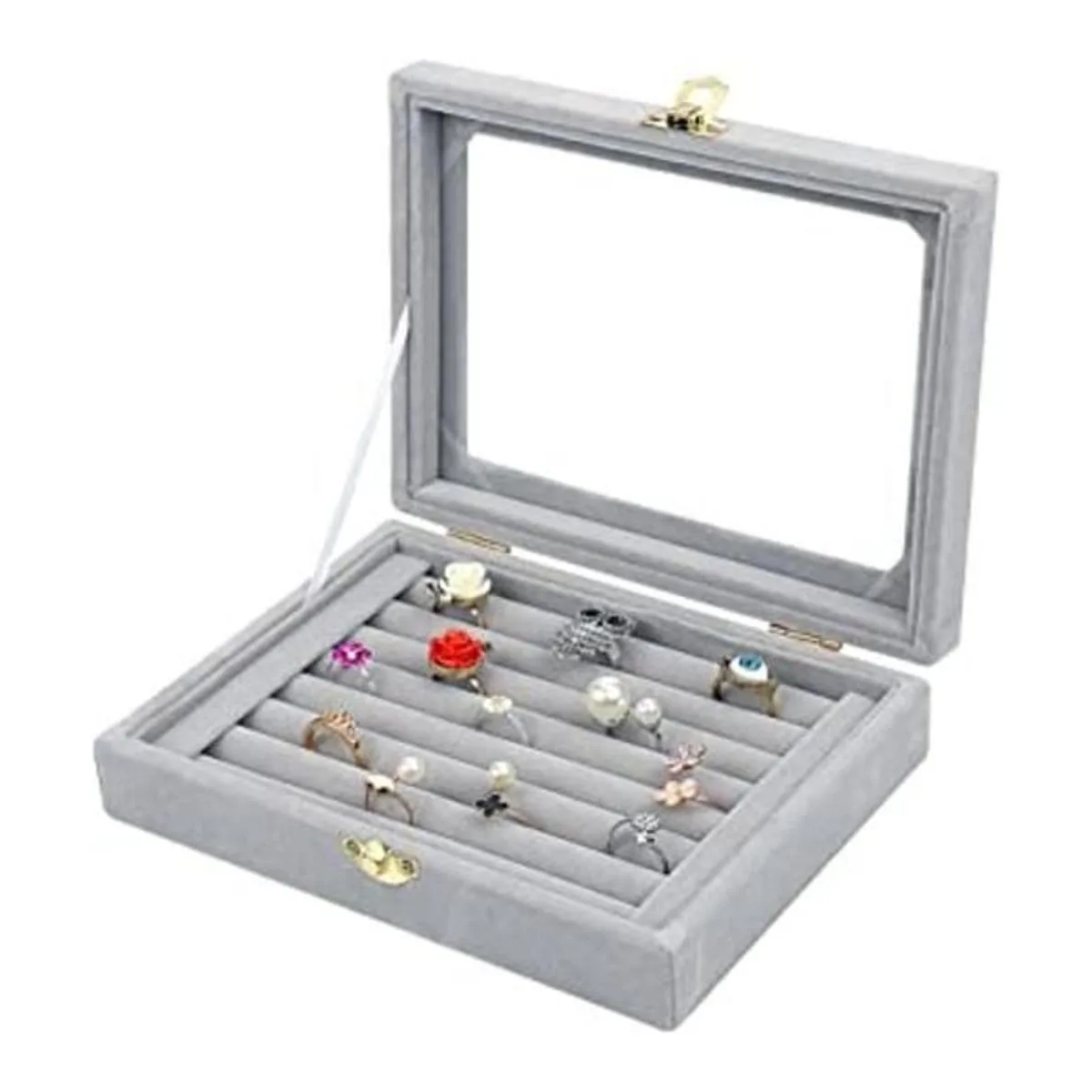 Anillo de joyería de vidrio de terciopelo soporte de_1