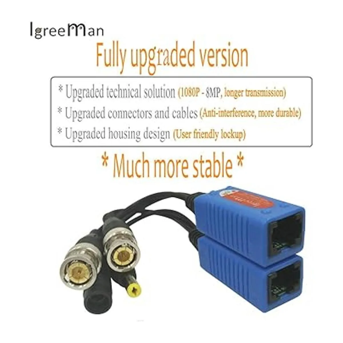 Igreeman 4 pares de adaptadores de video pasivo Balun BNC_2
