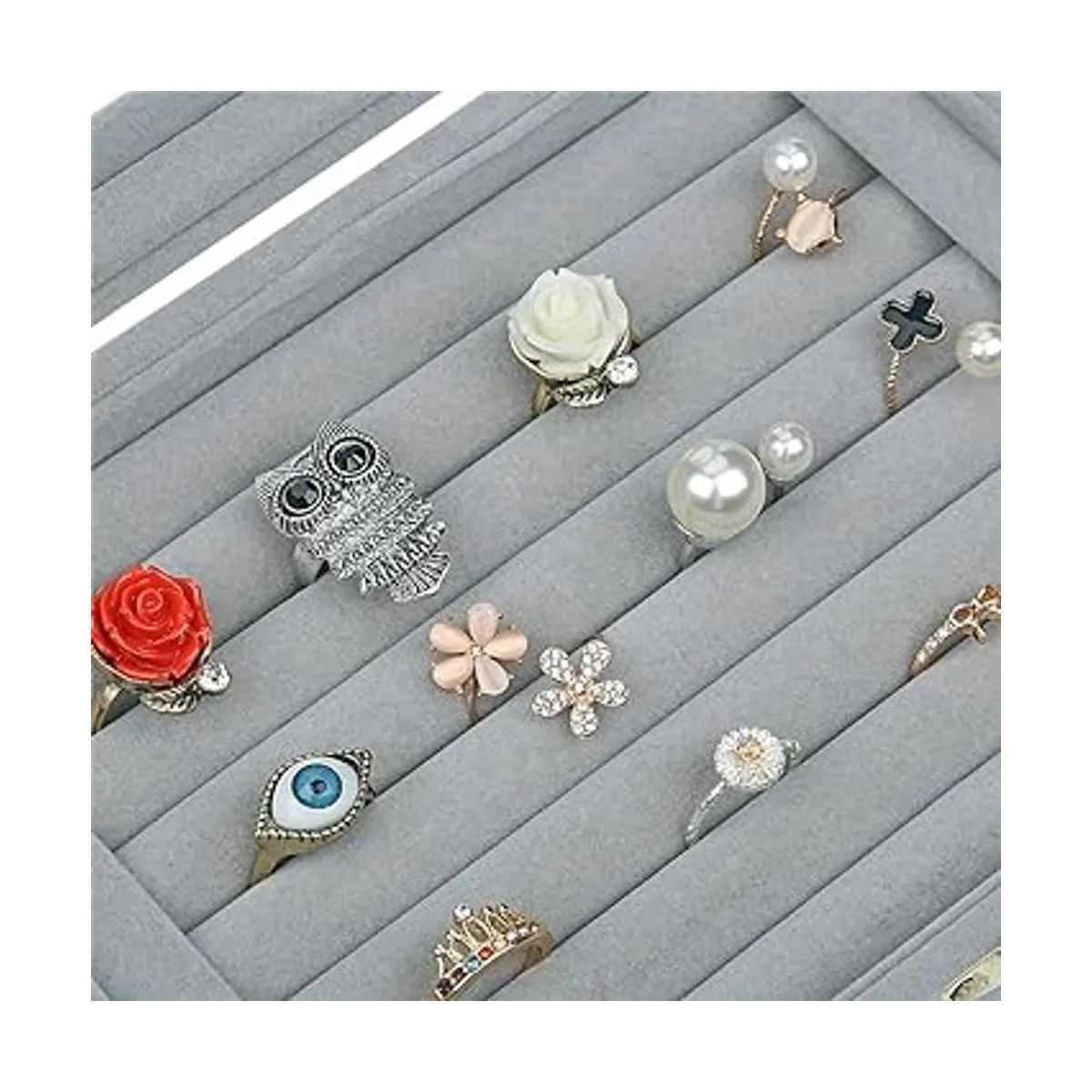 Anillo de joyería de vidrio de terciopelo soporte de_5