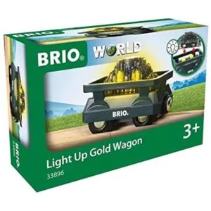 BRIO World 33896 Light Up Gold Wagon Juguete de vagón_1