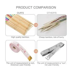 Juego de 18 pares de agujas de tejer de bambú agujas_5