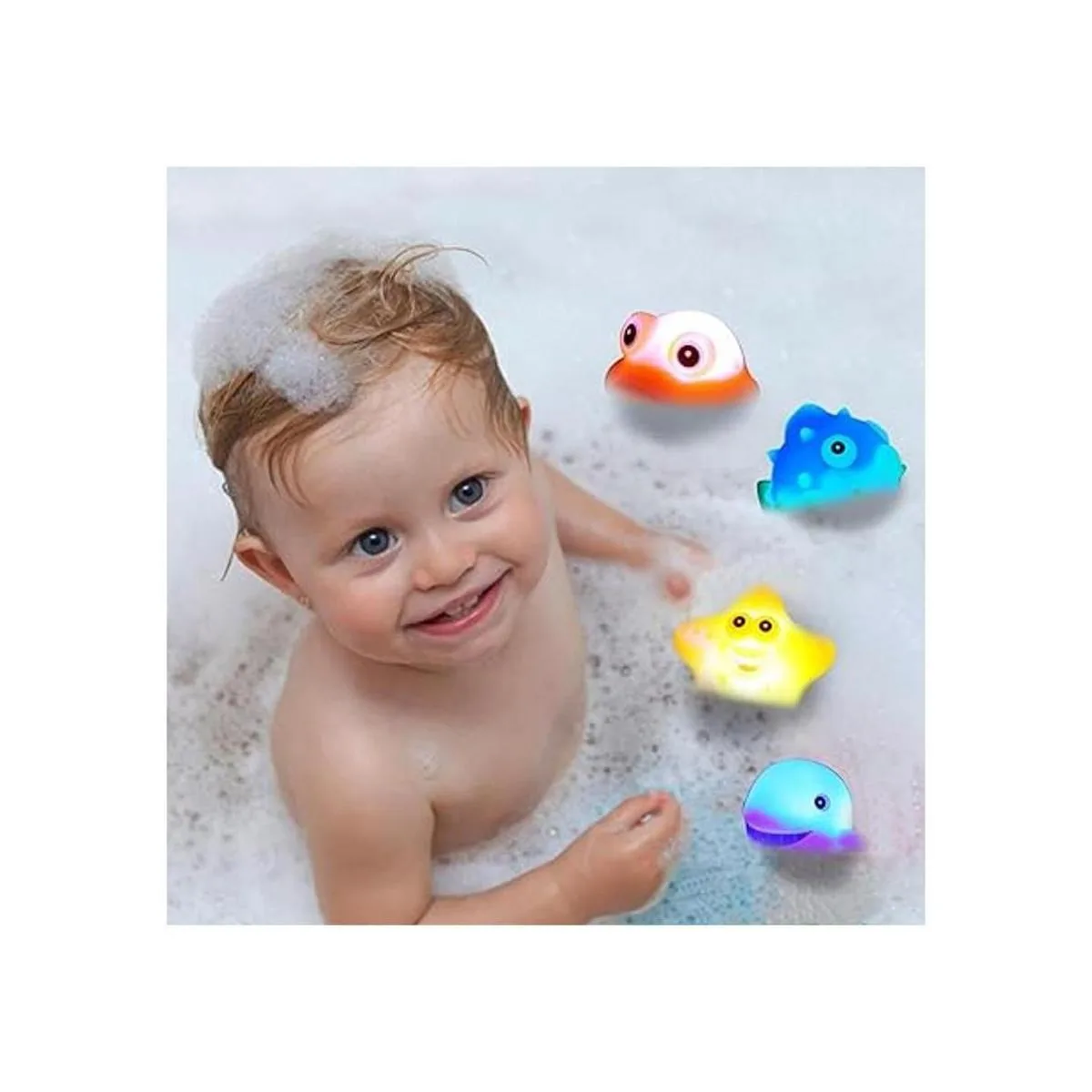 Juguetes para el baño 8 piezas de iluminación de goma_2