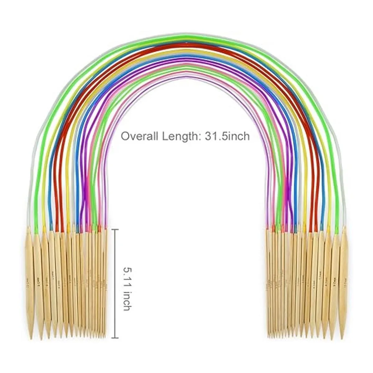 Juego de 18 pares de agujas de tejer de bambú agujas_6