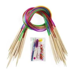 Juego de 18 pares de agujas de tejer de bambú agujas_1