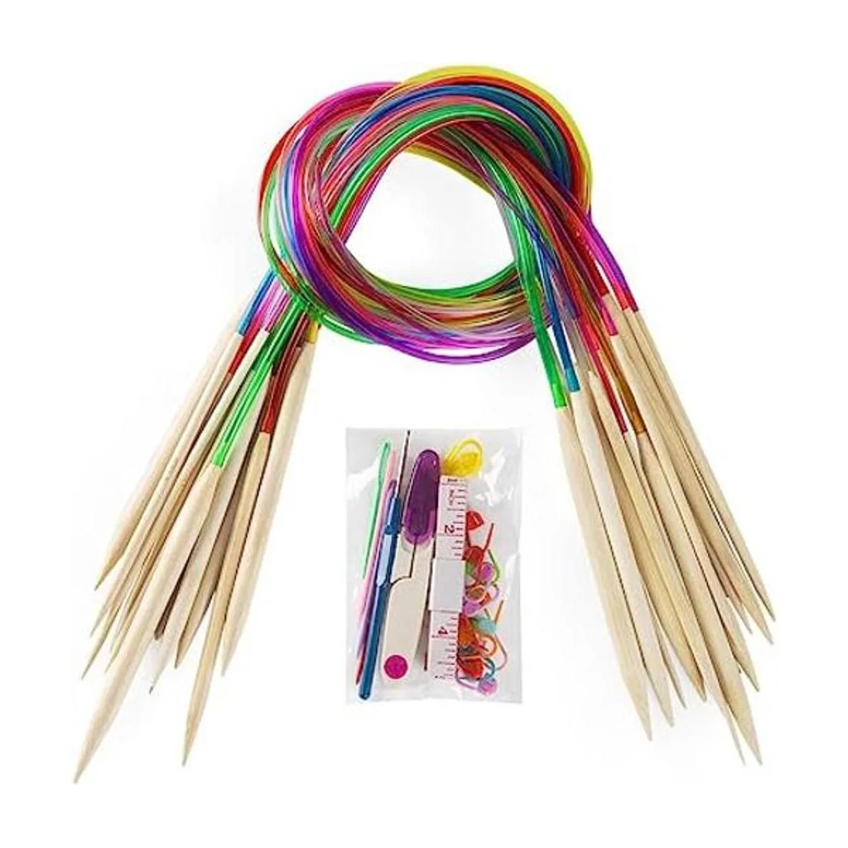 Juego de 18 pares de agujas de tejer de bambú agujas_1