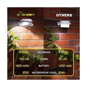 ROSHWEY Luces de canalón paquete de 6 luces solares para_3