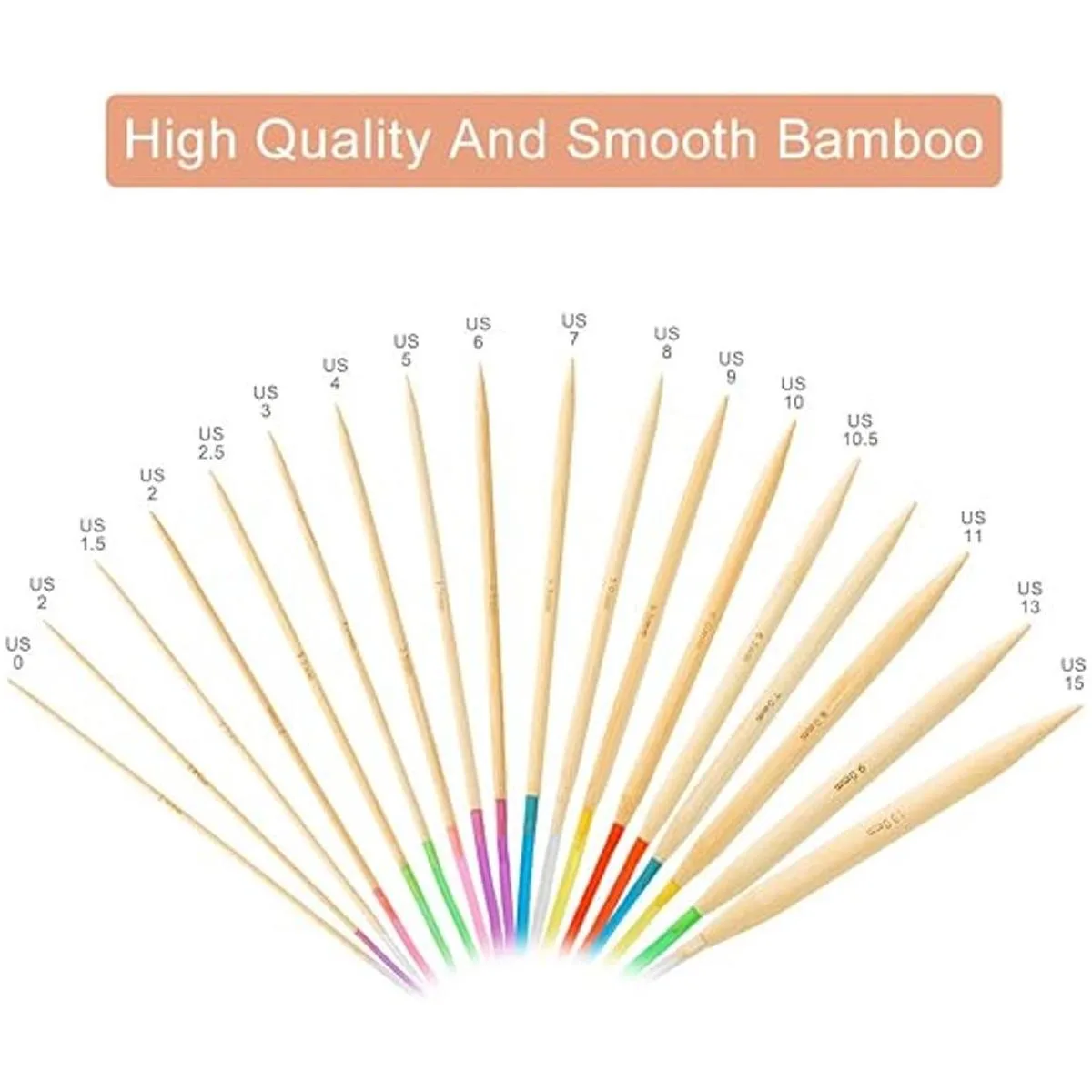 Juego de 18 pares de agujas de tejer de bambú agujas_3
