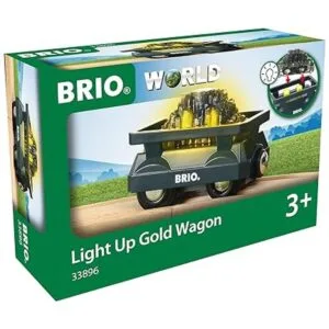 BRIO World 33896 Light Up Gold Wagon Juguete de vagón_3
