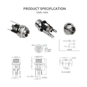DIYhz 0.098 in DC Power Jack Socket montaje en panel DC_2