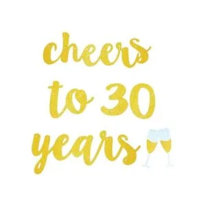 GOER Cheers to 30 years and Champagne Glasses Gold Glitter_4