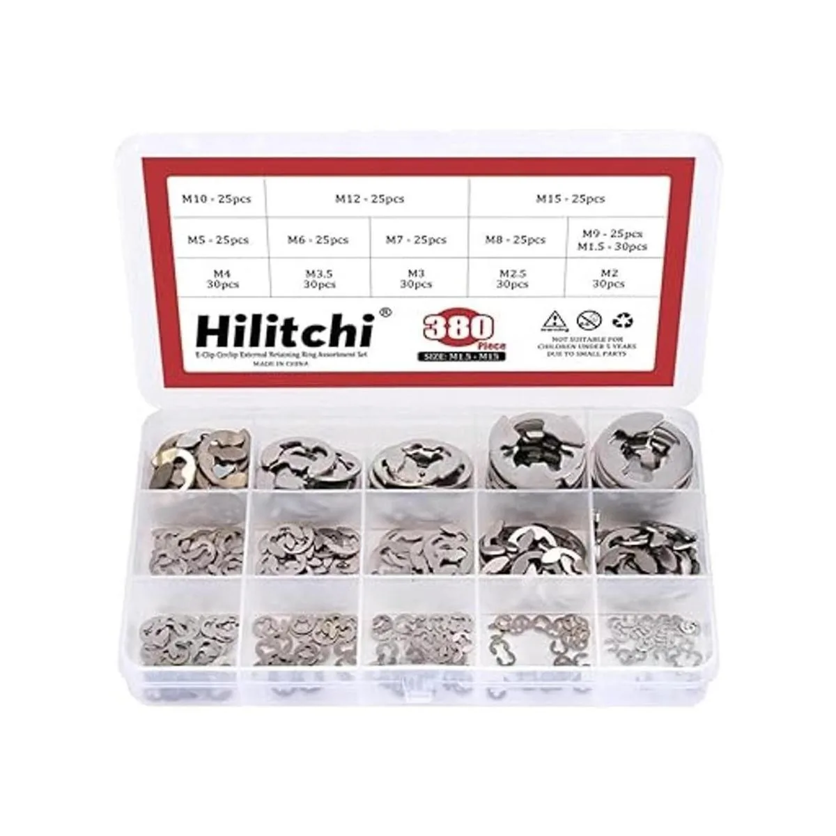 Hilitchi Juego de anillos de retención externos de acero_3