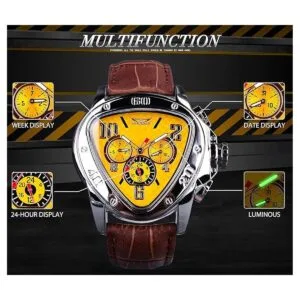 Jaragar Reloj de pulsera mecánico automático dorado para_4