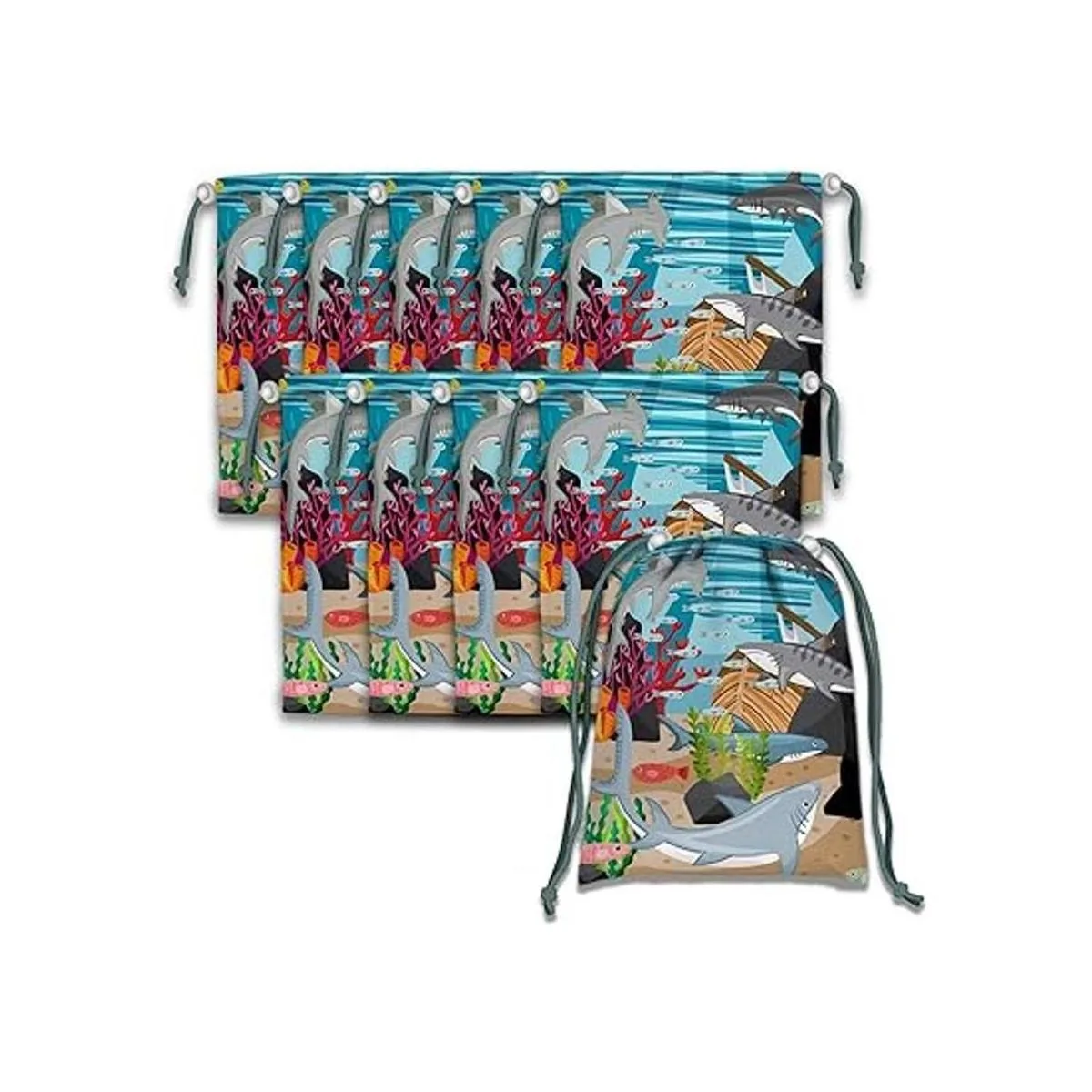 SHARK bolsas de cordón niños suministros para fiesta de_6