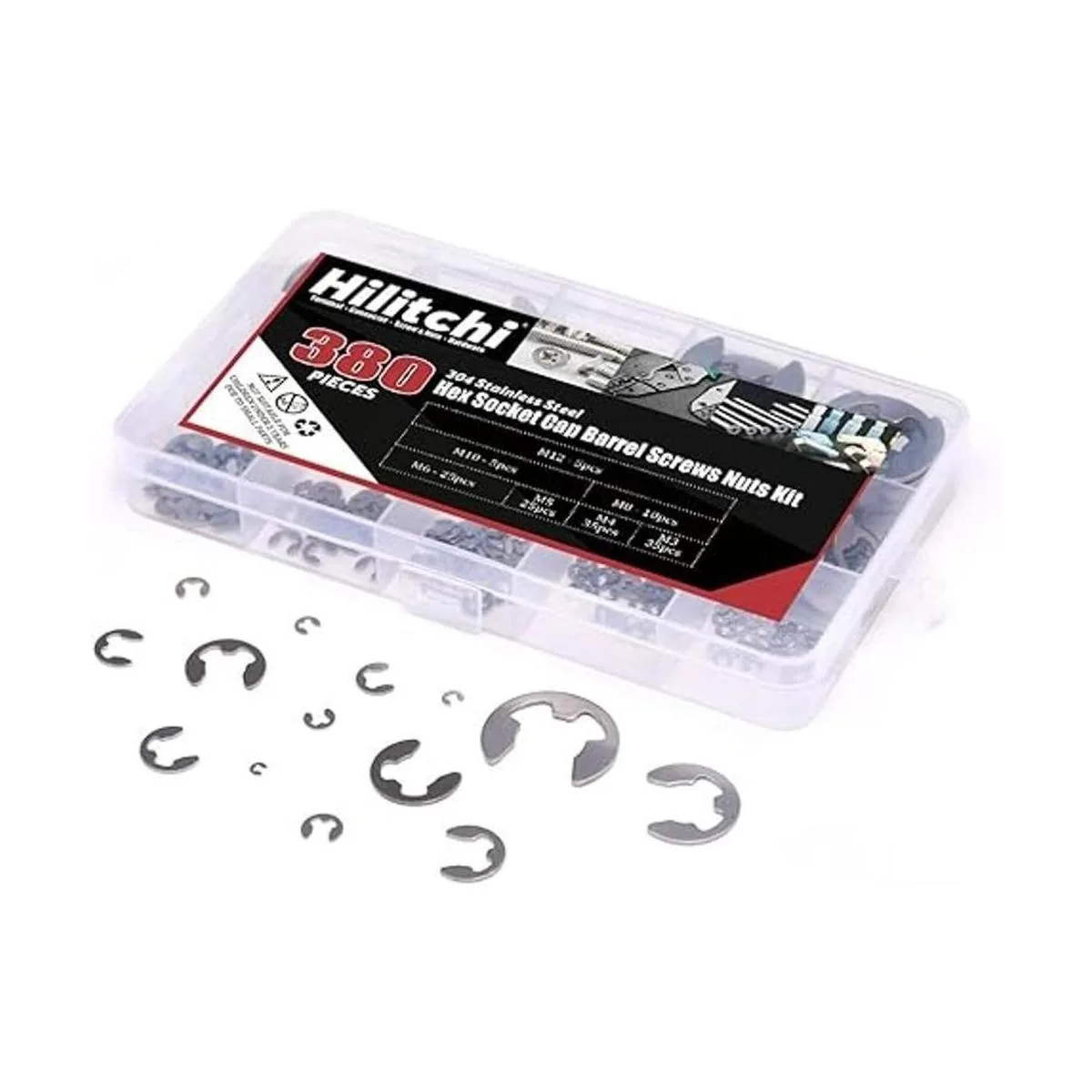 Hilitchi Juego de anillos de retención externos de acero_7