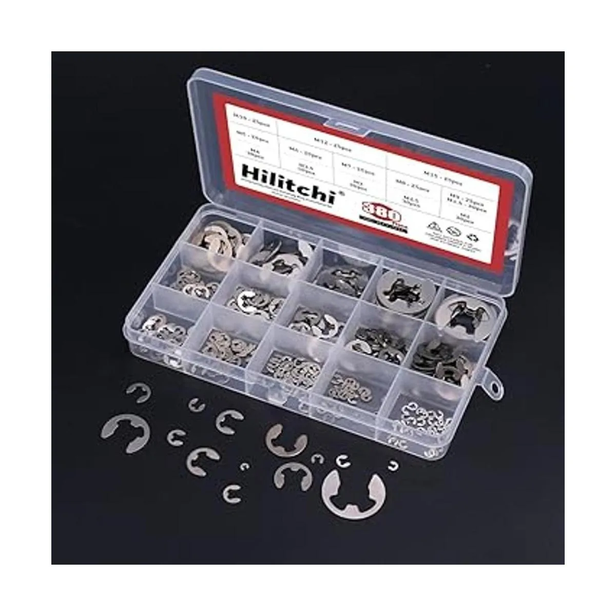 Hilitchi Juego de anillos de retención externos de acero_5