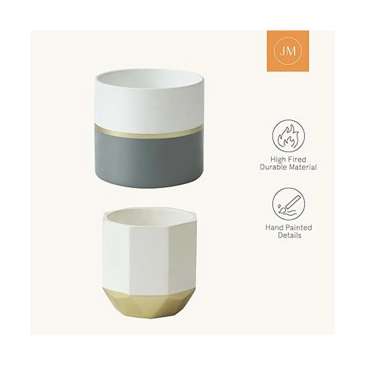 LA JOLIE MUSE Macetas de jardín de cerámica blanca de 6.7_6