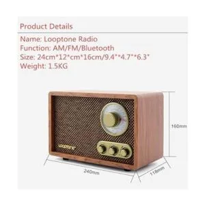 LoopTone AM FM Radio retro con altavoz Bluetooth radio de_5