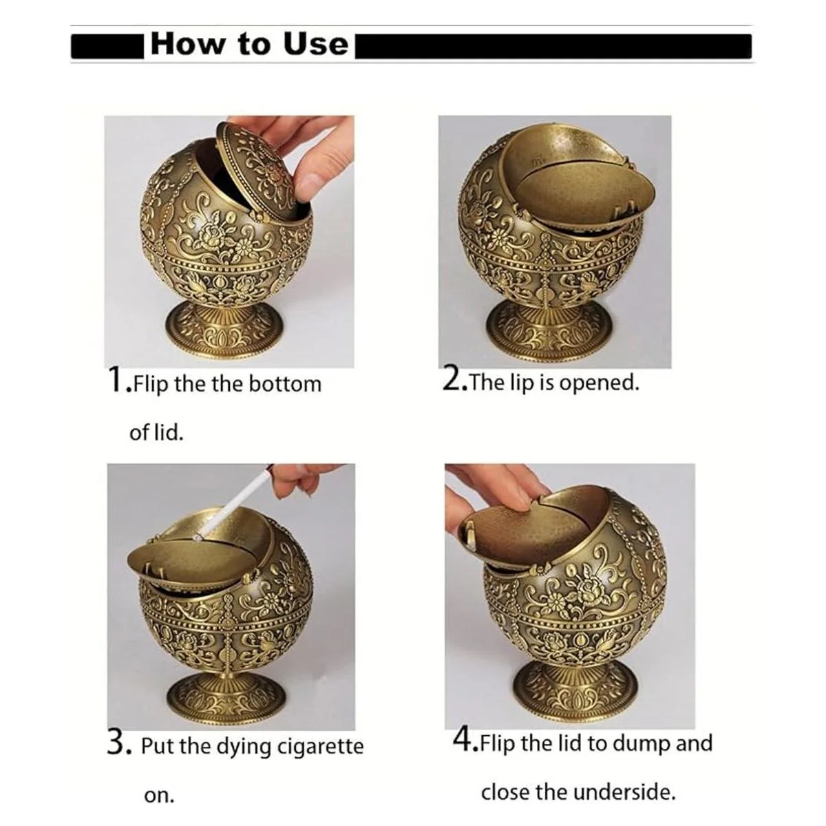 Cenicero vintage resistente al viento con tapa cenicero_5