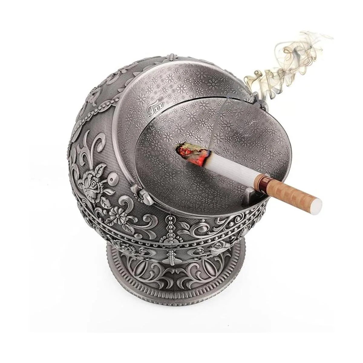 Cenicero vintage resistente al viento con tapa cenicero_3