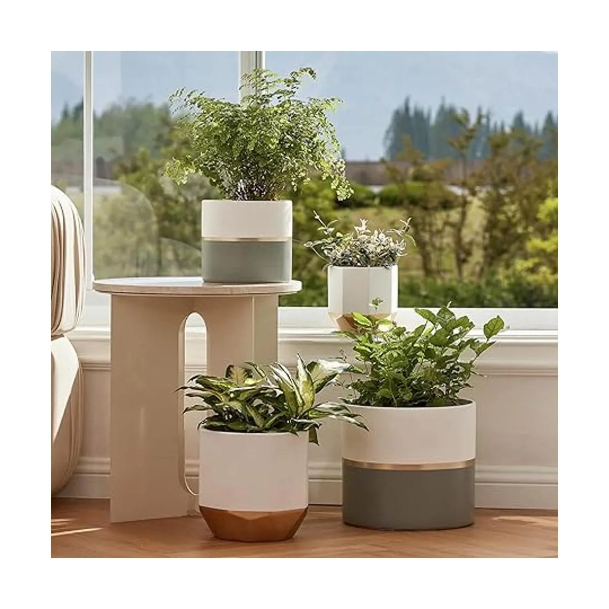 LA JOLIE MUSE Macetas de jardín de cerámica blanca de 6.7_5