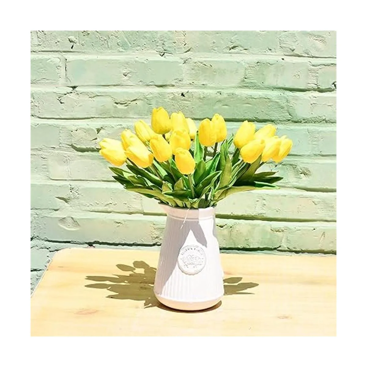 Mandys 20 flores artificiales de color amarillo flores_5