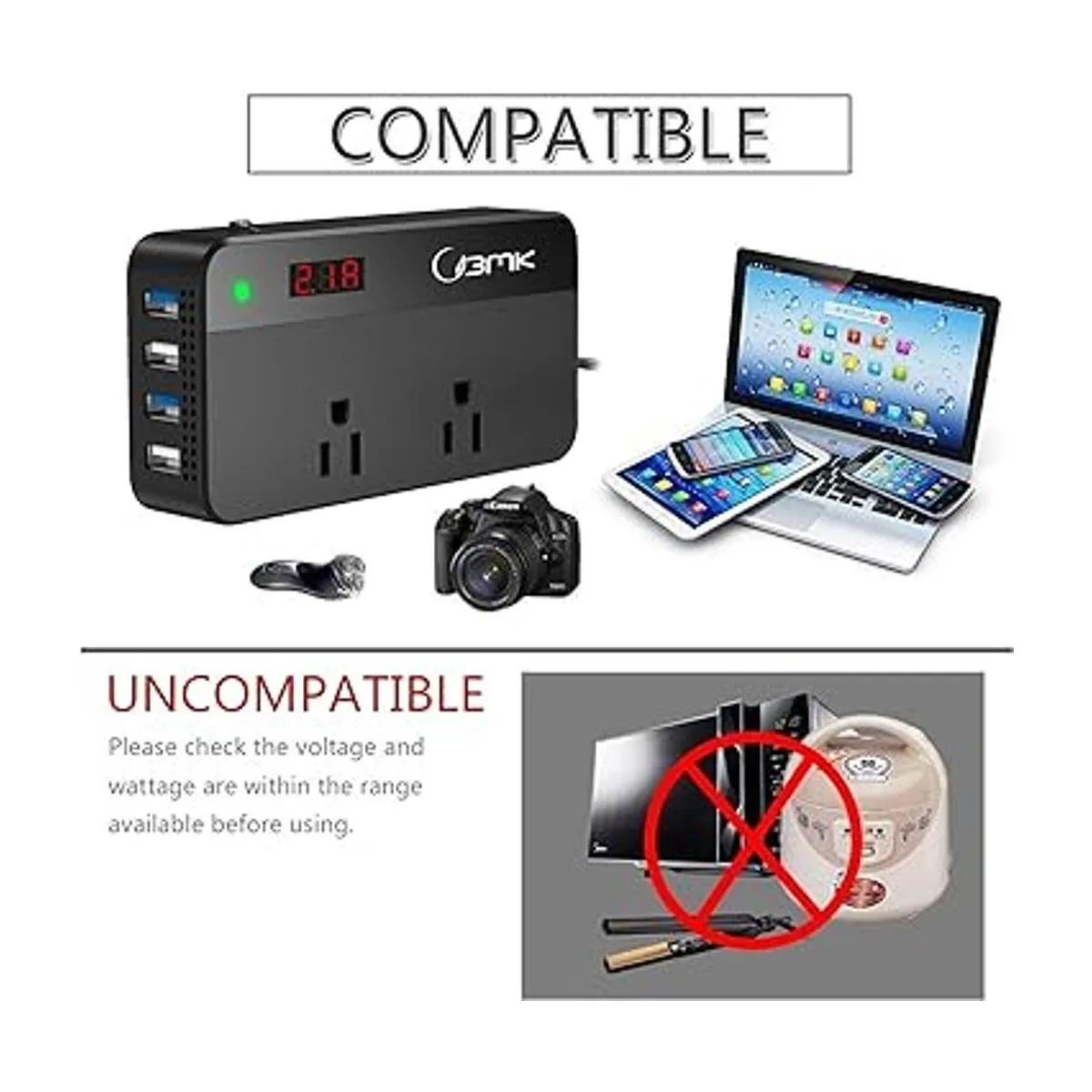 BMK Inversor de corriente para automóvil de 200 W CC de_6