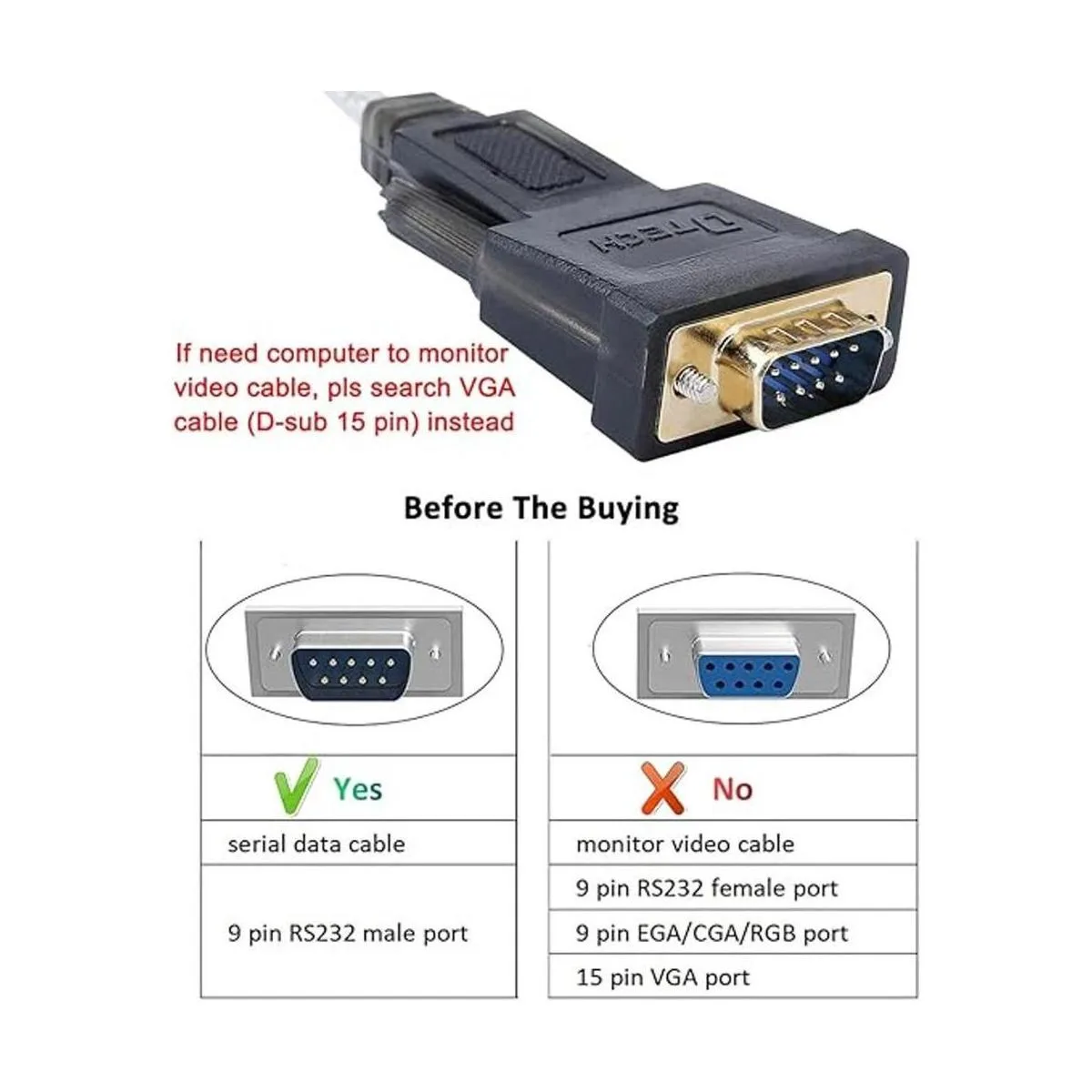 DTECH Cable Serial a USB Adaptador DB9 Macho RS232 Puerto_6