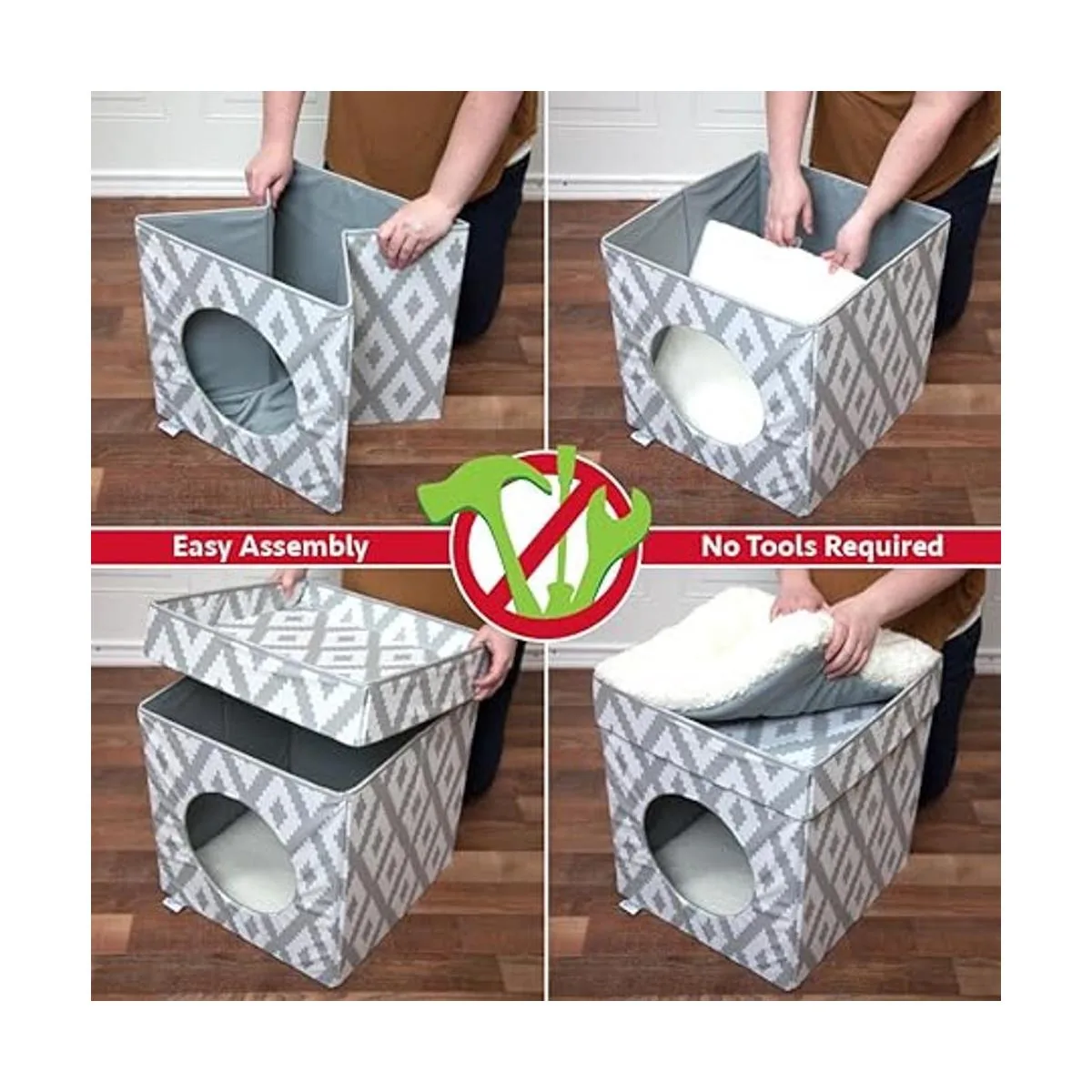 Kitty City Cama grande para gatos cubo apilable para_6