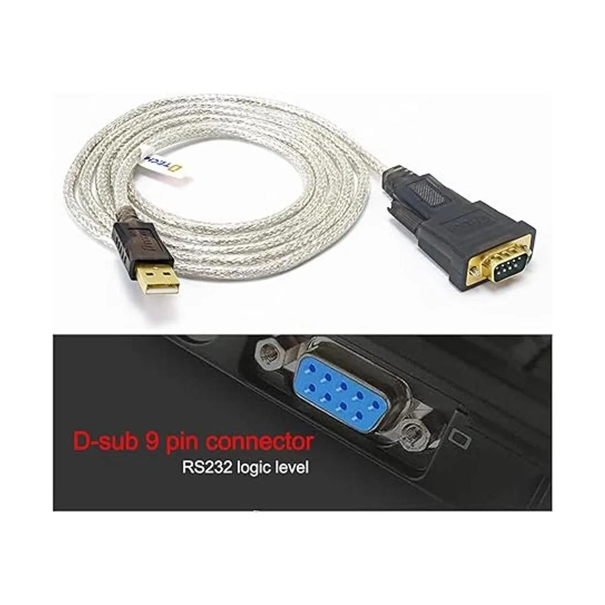 DTECH Cable Serial a USB Adaptador DB9 Macho RS232 Puerto_3