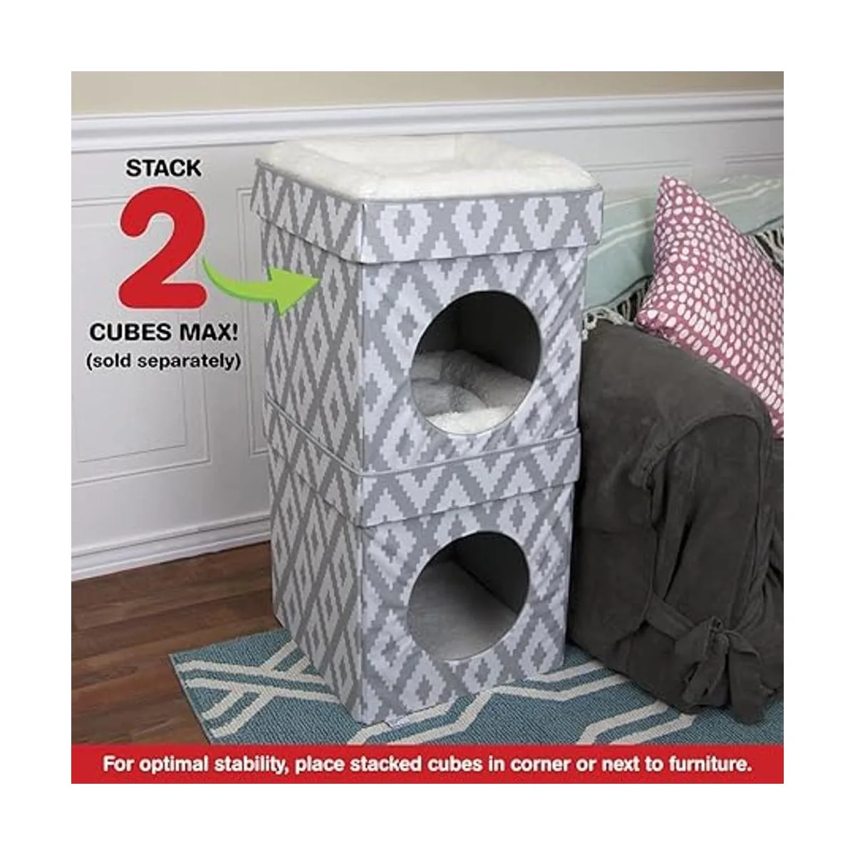 Kitty City Cama grande para gatos cubo apilable para_4