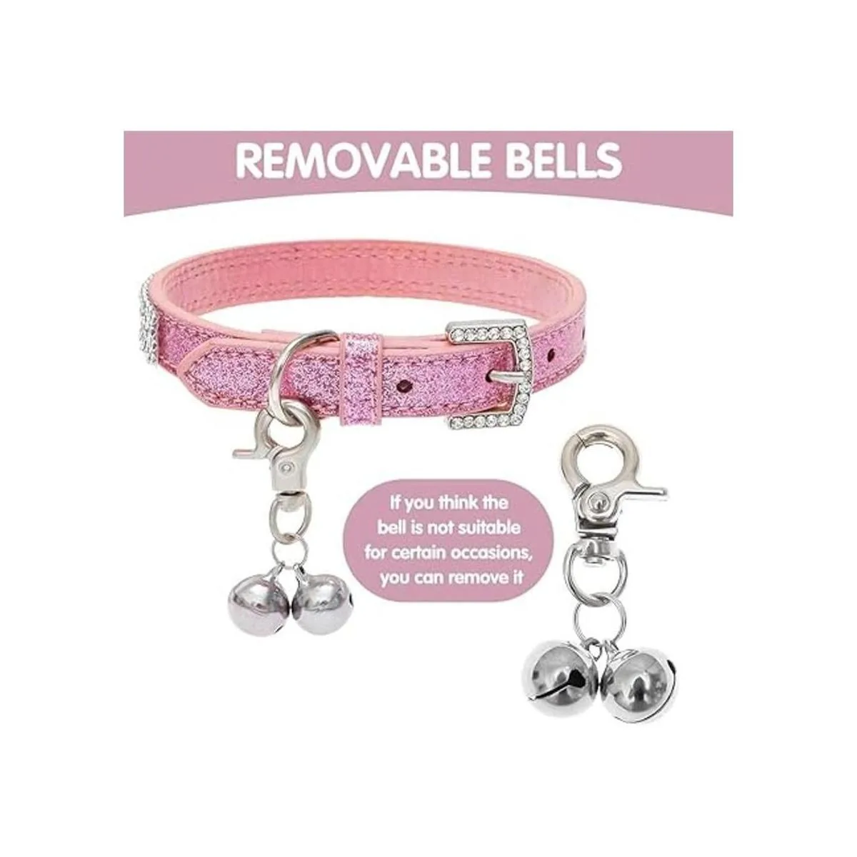 PUPTECK Collar básico ajustable para gatos con diamantes_5