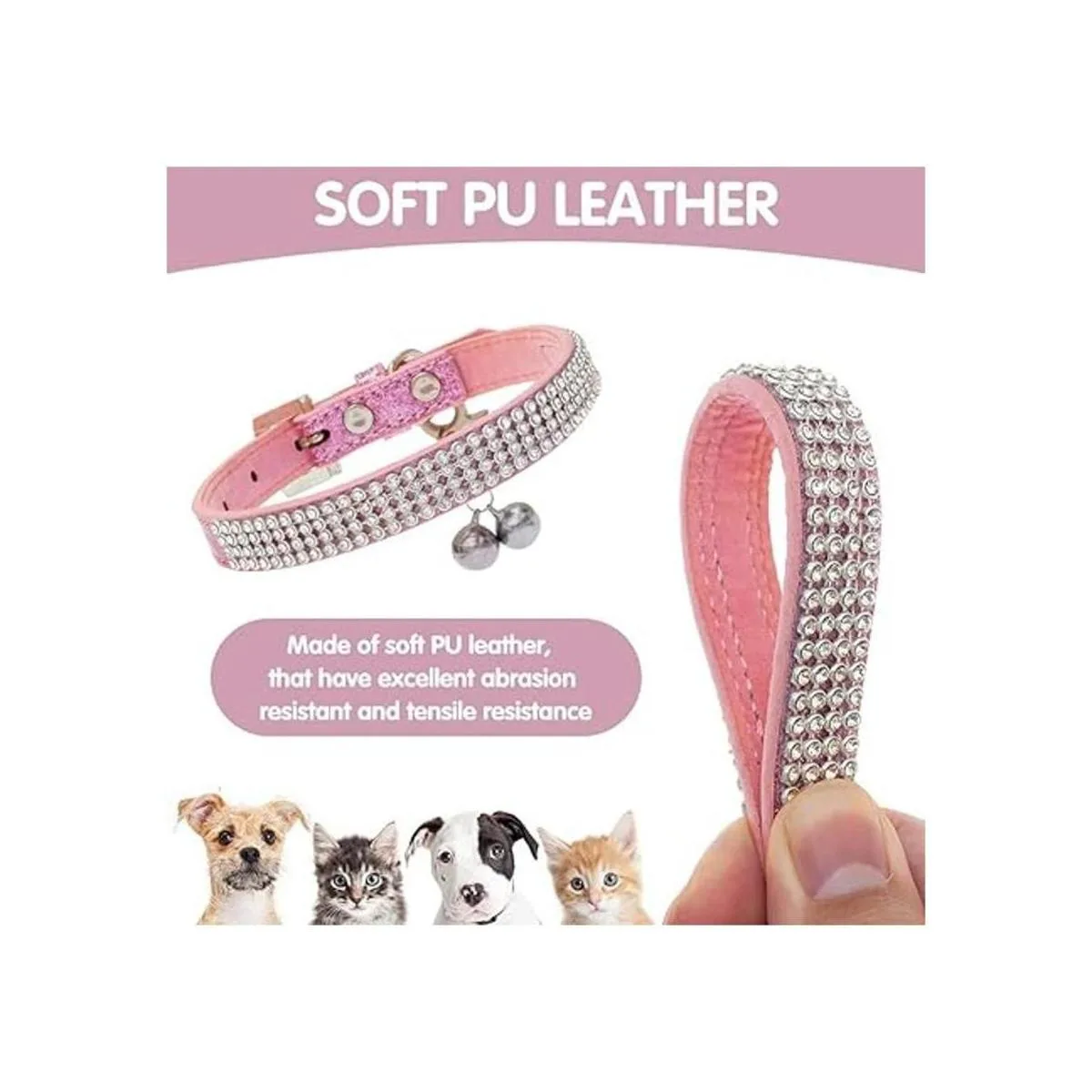 PUPTECK Collar básico ajustable para gatos con diamantes_4