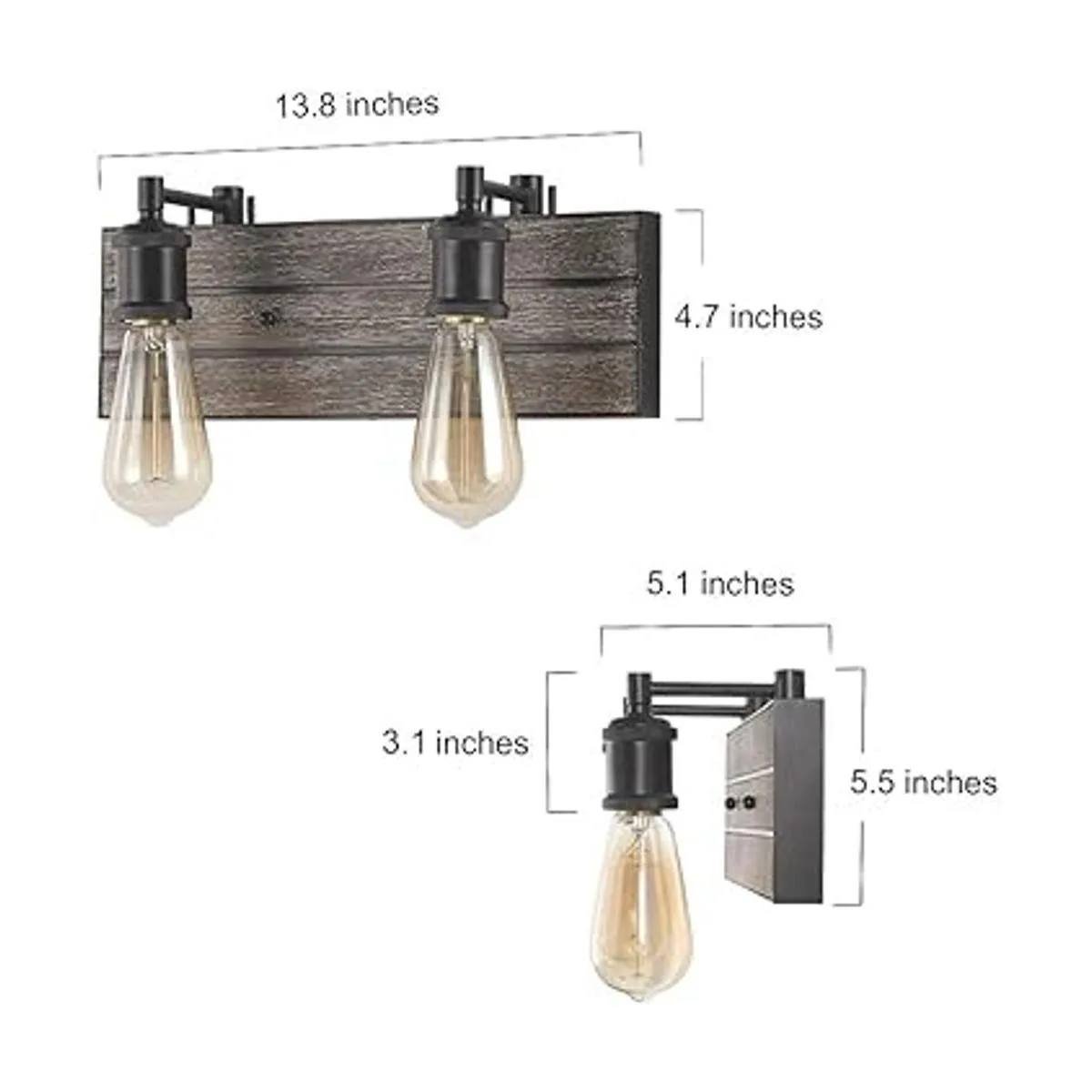 LOG BARN Luces de tocador aplique de pared en madera_5