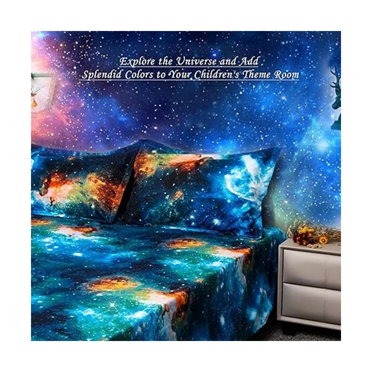 Bedlifes Juego de sábanas con temática de galaxia de 3_2