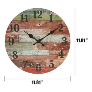 Stonebriar Reloj de pared de madera rústica funciona con_5