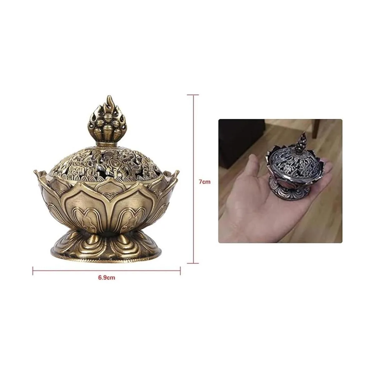 Quemador de incienso de loto de 9 agujeros cubierta de_5