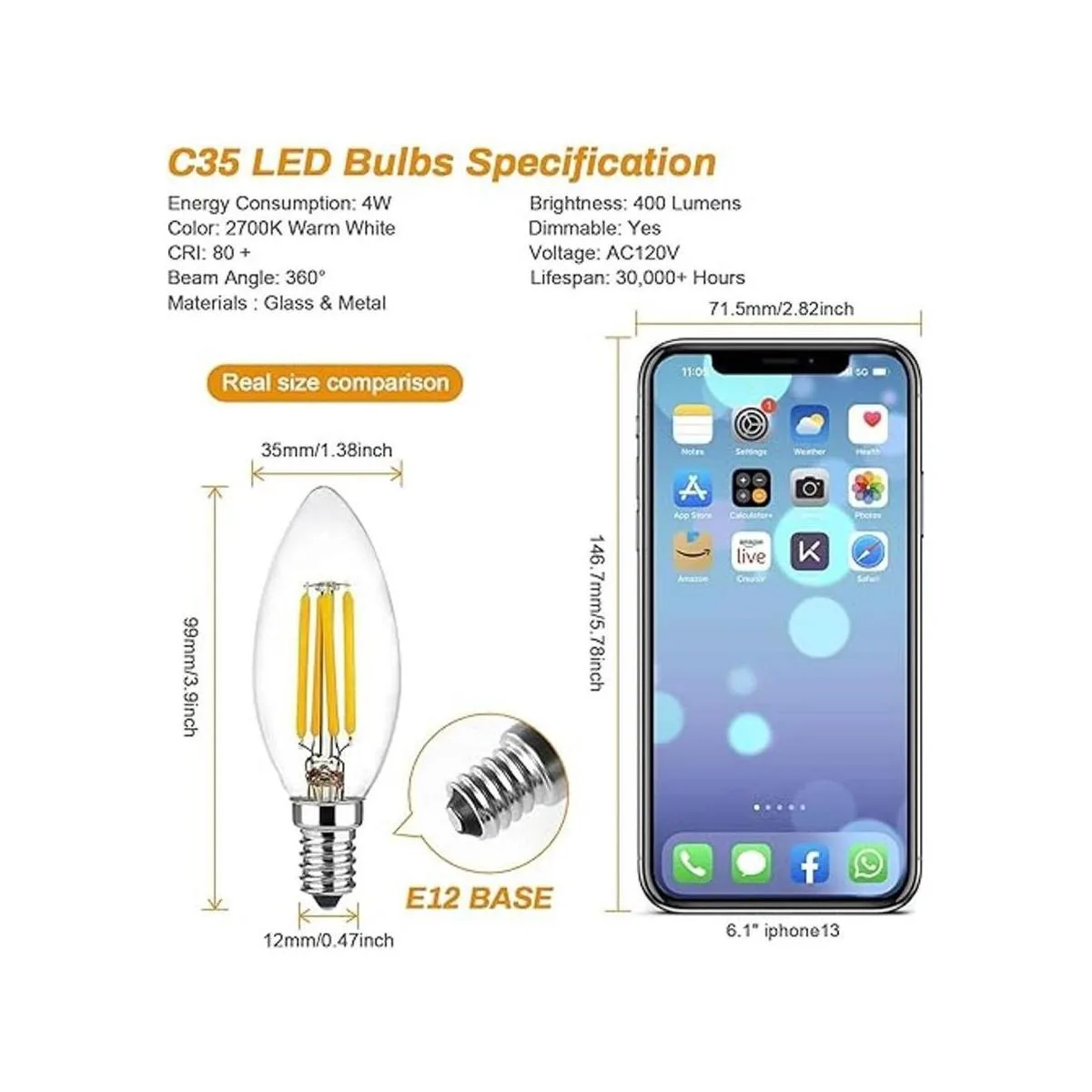 BRIMAX Bombillas LED de candelabro de 4 W regulables_4