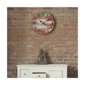 Stonebriar Reloj de pared de madera rústica funciona con_6