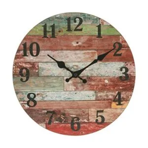 Stonebriar Reloj de pared de madera rústica funciona con_1