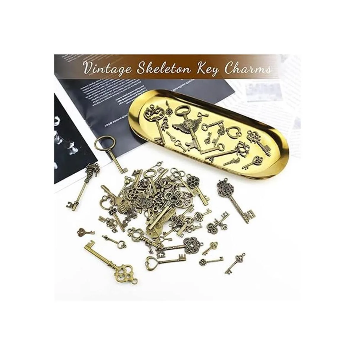 Jialeey Juego de llaves de esqueleto vintage 70 unidades_3