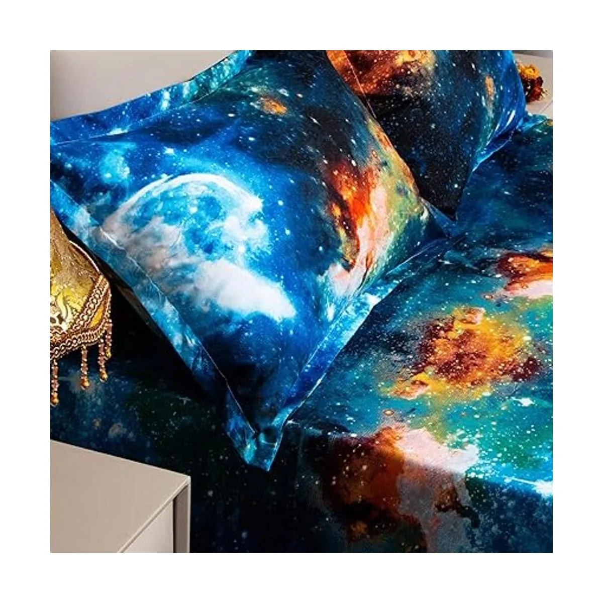 Bedlifes Juego de sábanas con temática de galaxia de 3_5