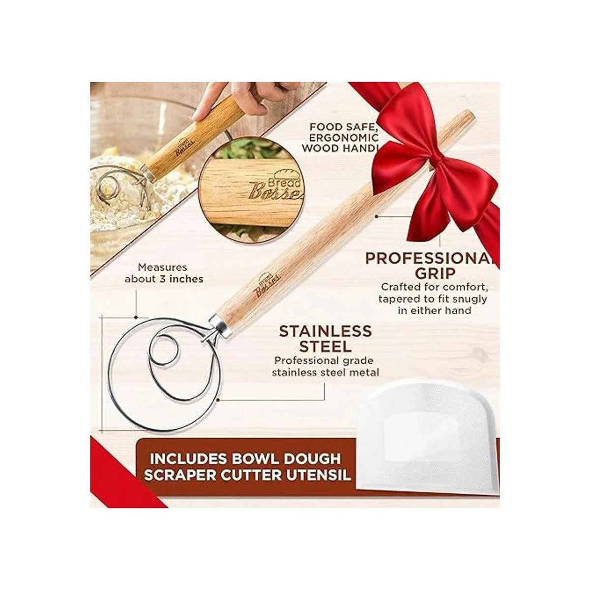 Batidor de masa danesa Mezclador de pan con gancho para_2