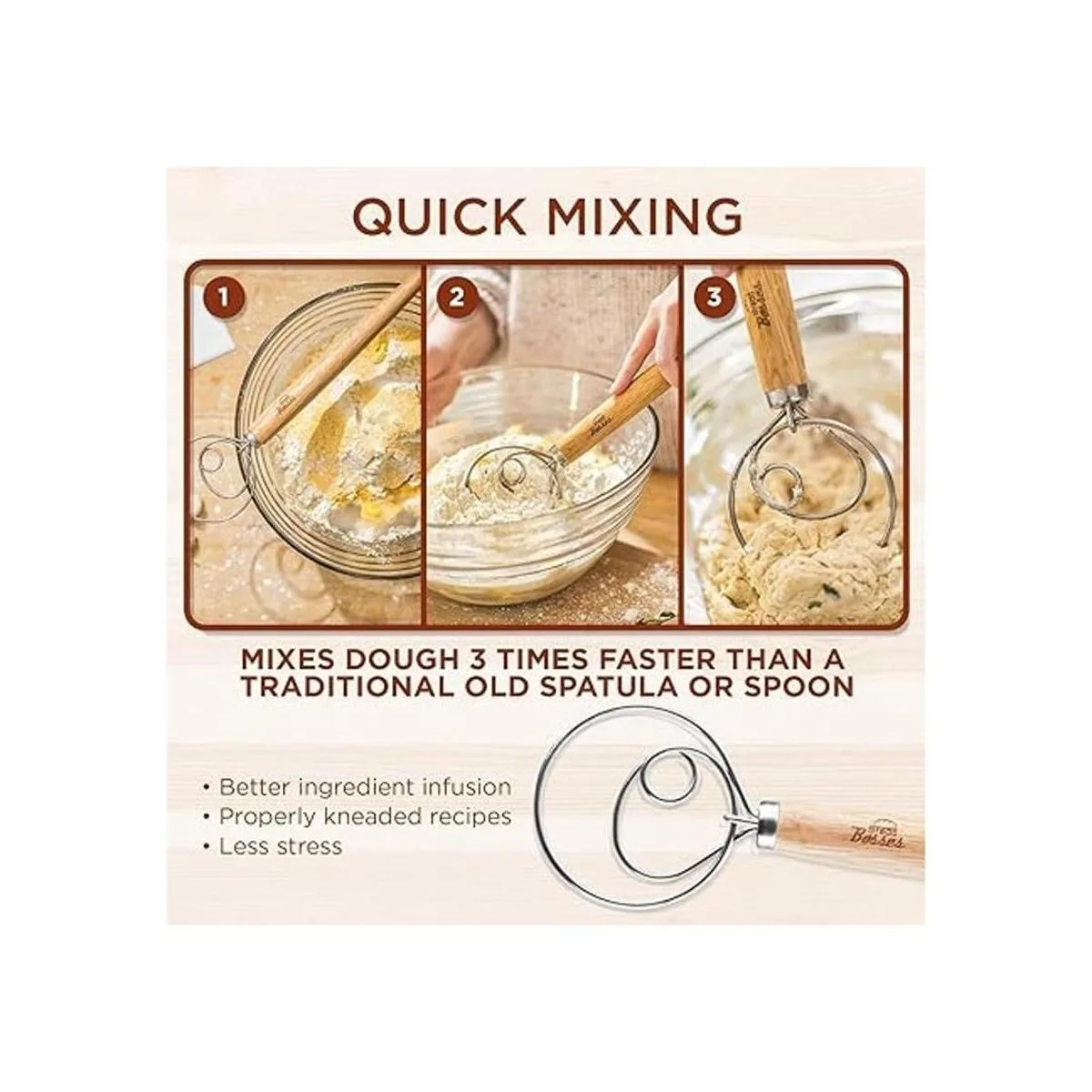 Batidor de masa danesa Mezclador de pan con gancho para_4