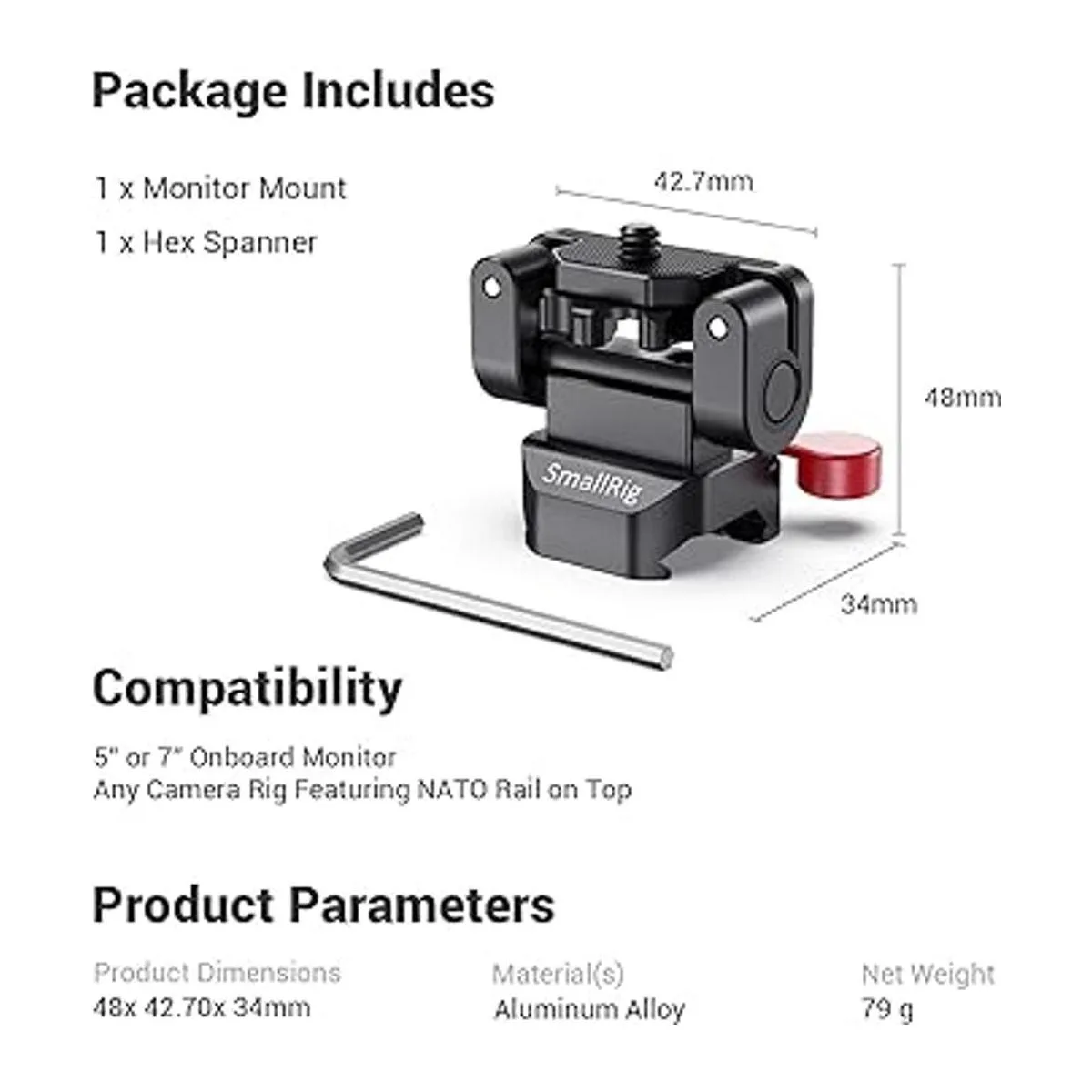 SMALLRIG Soporte para monitor de campo con abrazadera OTAN_6