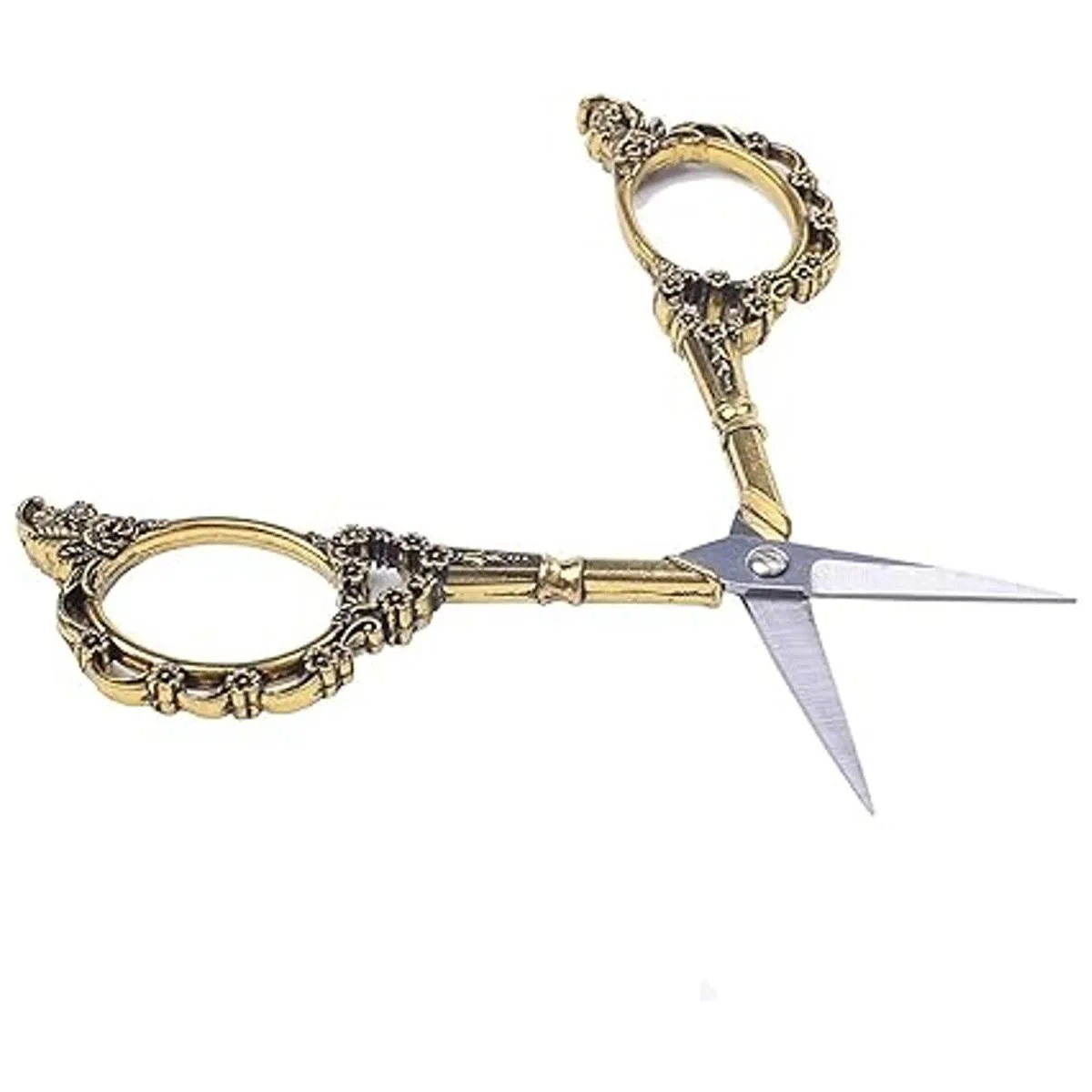 BIHRTC Tijeras vintage de flor de ciruela dorada y tijeras_5