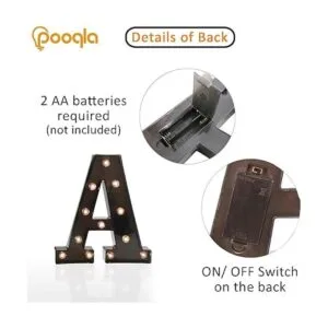 Pooqla Letras iluminadas con luces Luz LED letra negra_3