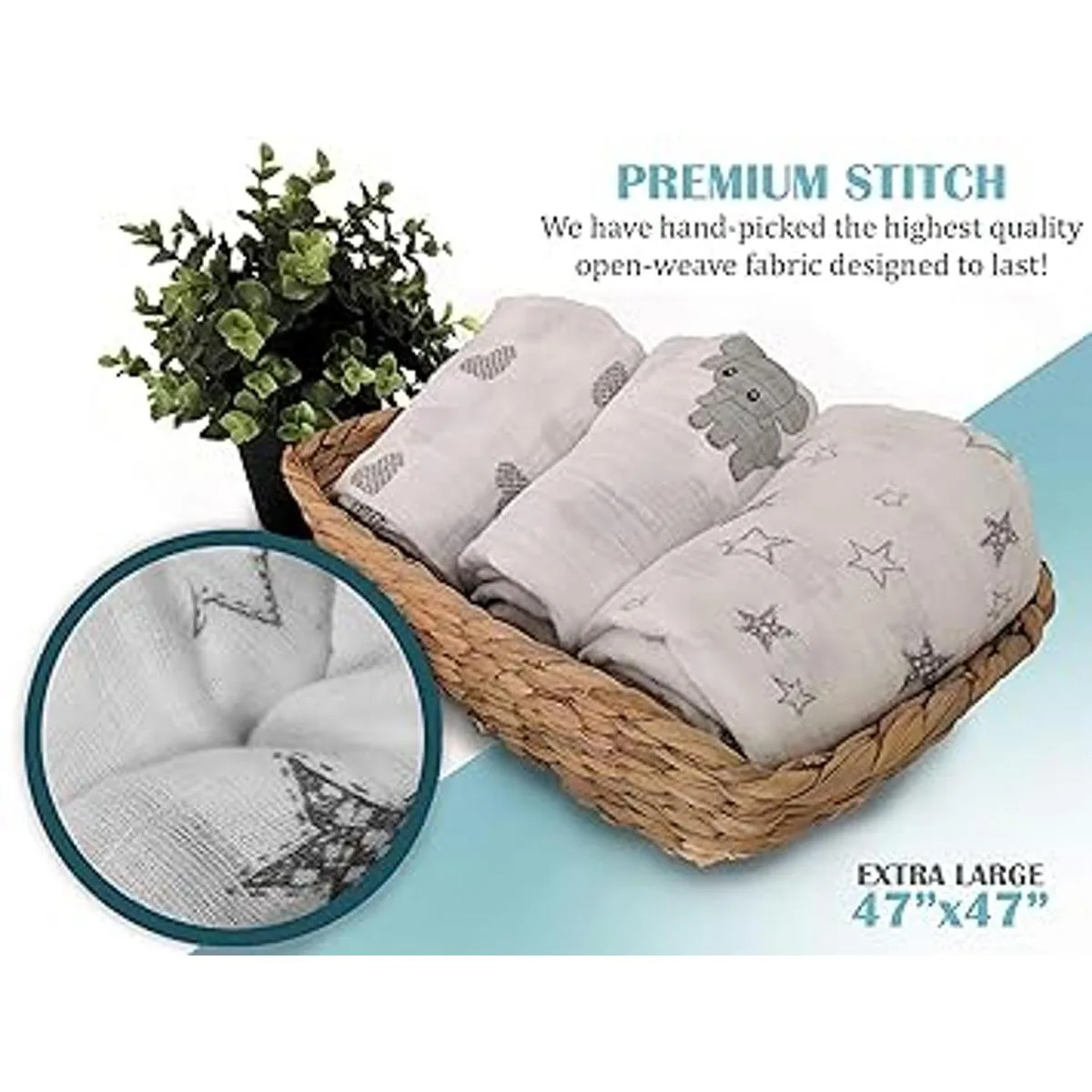 CozyBubs Juego de 3 mantas de algodón ultra suave 100_3