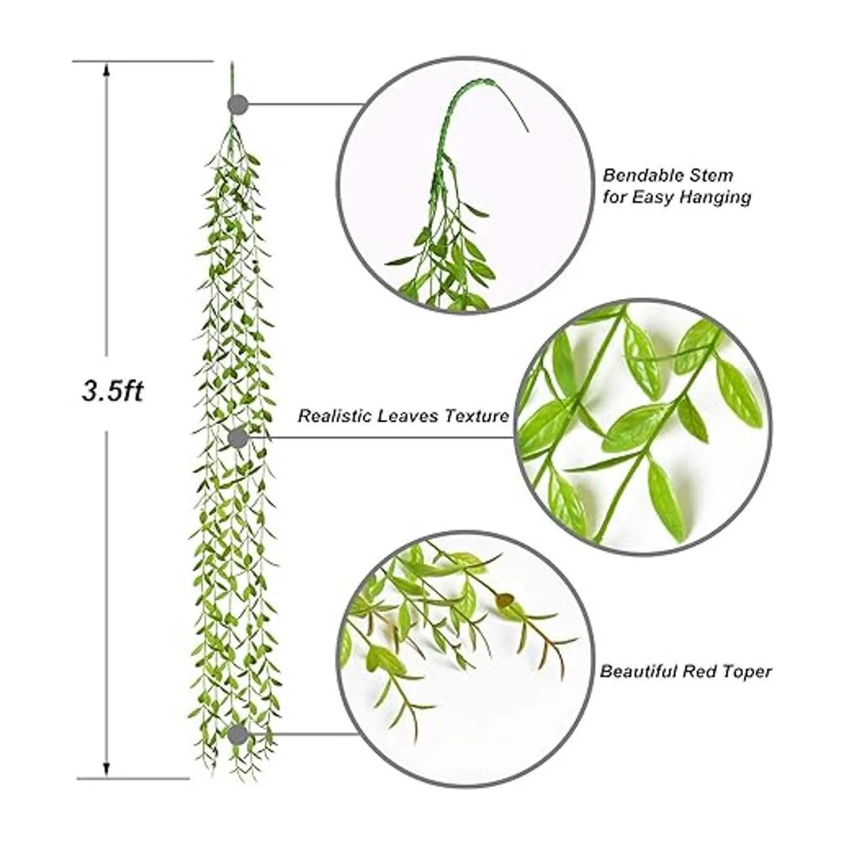 Lvydec Guirnalda de hojas de sauce artificiales con 30_7