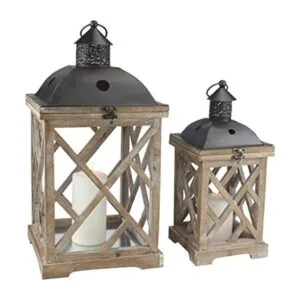 Stonebriar Juego de faroles decorativos de madera para_1