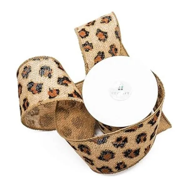 CT CRAFT LLC Cinta de arpillera con alambre de leopardo_2